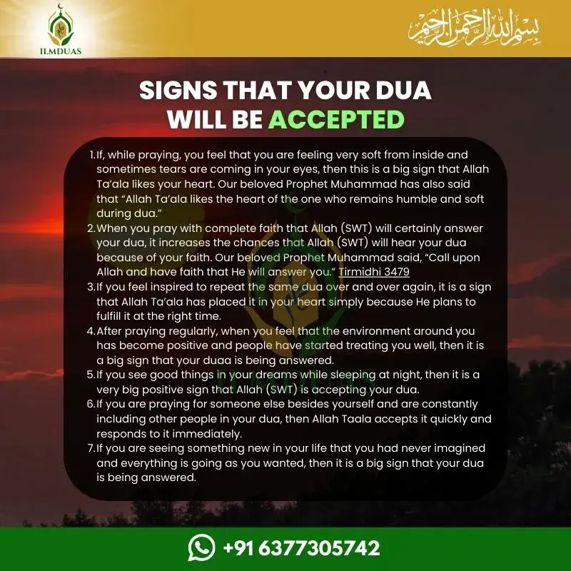 Signs that your dua will be accepted